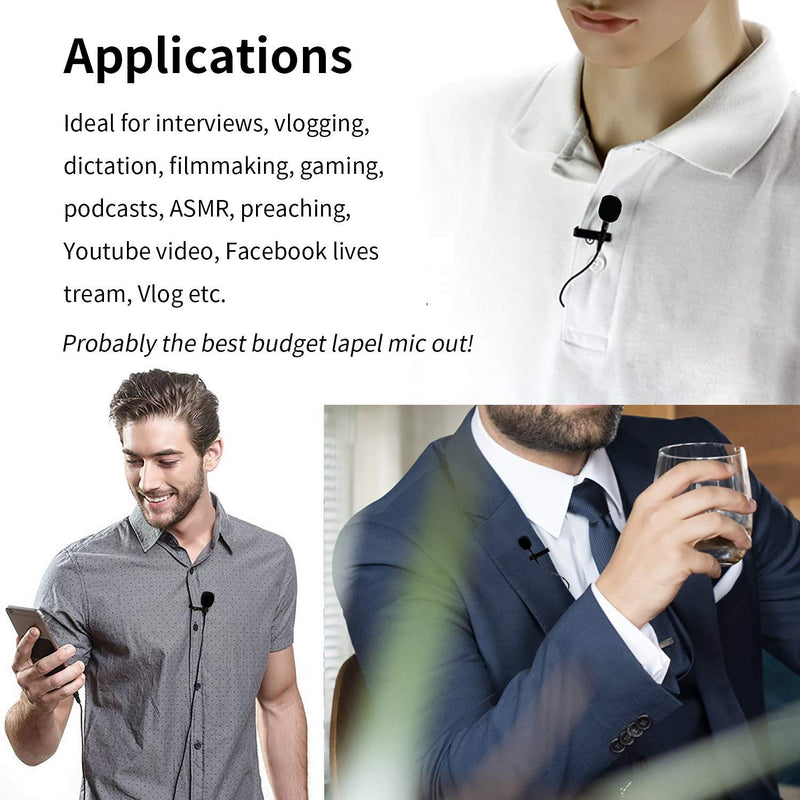 [AUSTRALIA] - ­Omnidirectional Lavalier Lapel Microphone BOYA by-M1 with Easy Clip On System ­for Canon Nikon Sony DSLR Cameras,iPhone,Android,Samsung, for Podcast Recording Interview Video 