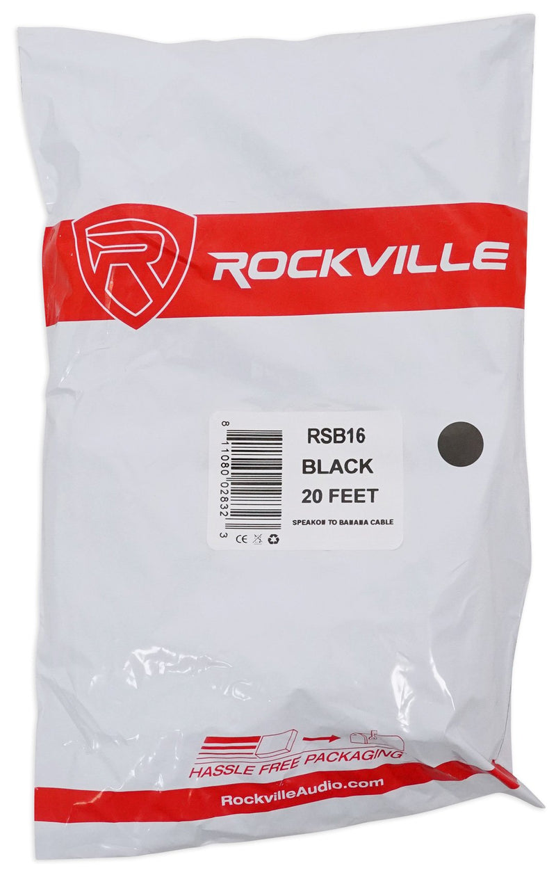[AUSTRALIA] - Rockville 20 Foot Speakon to Banana Speaker Cable, 16 Gauge, 100% Copper (RSB16),Black 