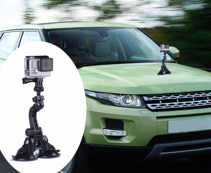 [AUSTRALIA] - Smatree Double Suction Cup Mount, Car Mount Compatible for Gopro Hero 10/9/8/7/Max/6/5/4/3+/3, AKASO, DJI OSMO Action Camera, Greater Suction Power, Pefect for Car Windshield and Window（Updated Version） 