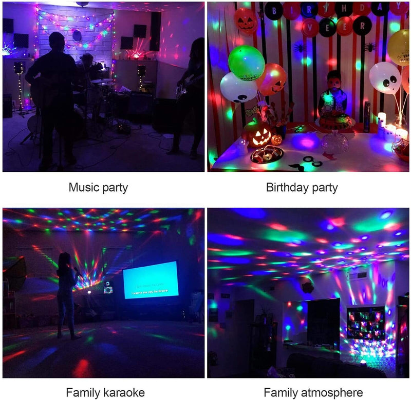 [AUSTRALIA] - Party Lights Disco Ball, 3W Sound Activated DJ Lights Stage Lights for Halloween Christmas Holiday Party Gift Kids Birthday Celebration Decorations Ballroom Home 