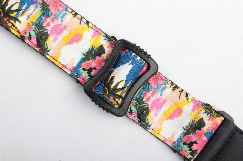HOT SEAL Adjustable Genuine Leather Metal Hook Ukulele Strap Strong Back Straps (New Hawaiian Style) New Hawaiian Style