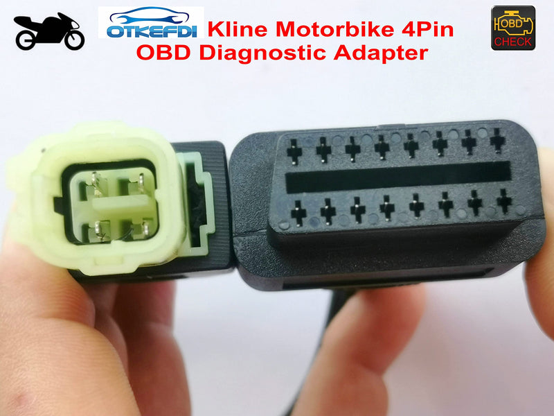 OTKEFDI Motorbike OBD Adapter, Motorcycle 4 Pin Diagnostic OBD2 (K-Line) J1962 Connector