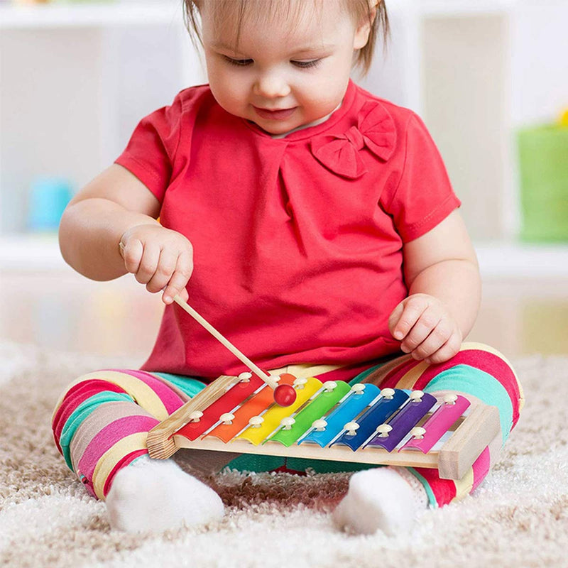 Xylophone Alimtee 1-3 Years Old Professional Classic Wooden Baby Xylophone with Child Safe Mallets Percussion Early Educational Musical Toy Gift for Kids (Dinosaur) (Style B) Style B