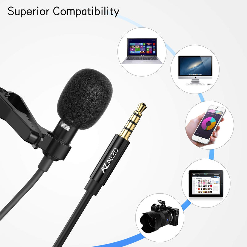 [AUSTRALIA] - AZ ALLZO Lavalier Lapel Microphone, Omnidirectional Condenser Microphone for iPhone, Android Smartphone, Easy Clip-on, Professional Mini Gaming Mic, Perfect for Interview, YouTube, Podcast, Recording 