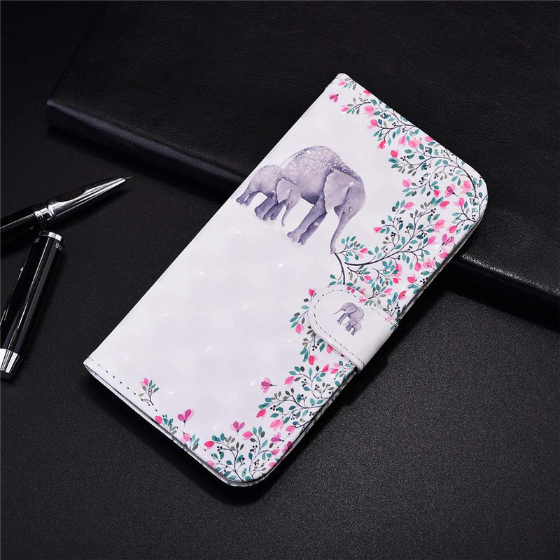 QIVSTAR Case Compatible for Samsung Galaxy A01 3D Design Soft PU Leather case Magnetic Wallet Full Body Protective Case with Stand Flip Folio Case for Samsung Galaxy A01 Flower Elephant CY2 CY2-1: Flower Elephant