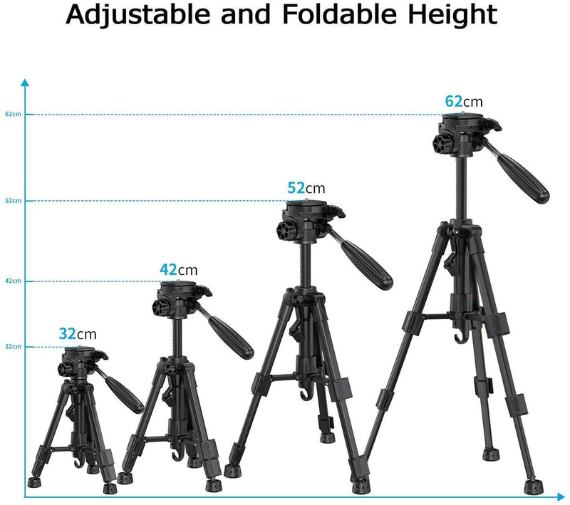Bomaker Adjustable Tripod for Projector, Camera, DSRL, 360 Degree, Aluminum Travel Tripod with Carry Bag 24.4 inch Lightweight Tripod, Easy to Install and Carry 13.858 x 4.488 x 4.449 inches