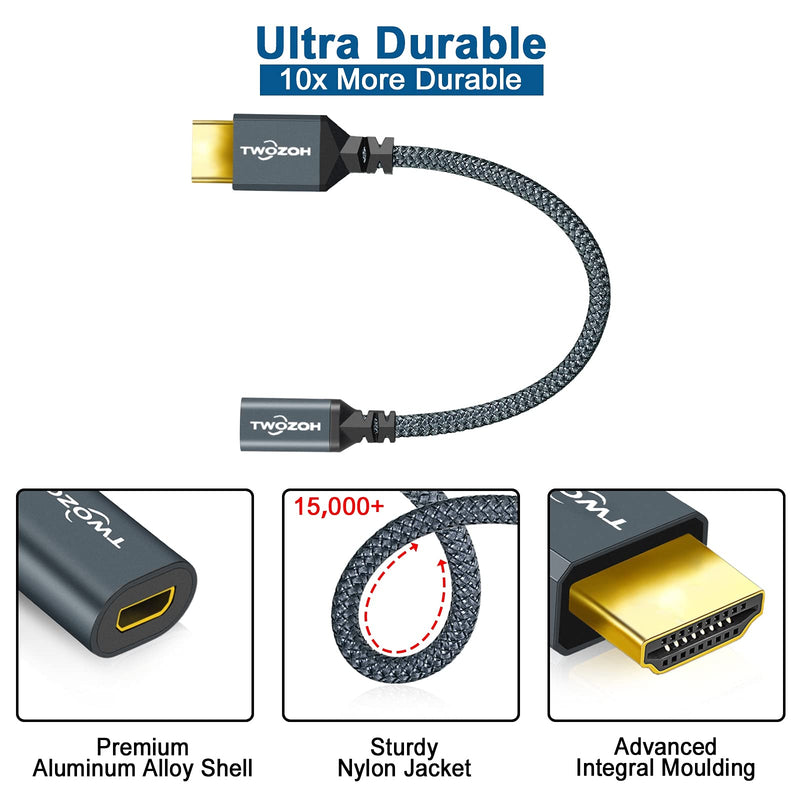 Twozoh Full Size HDMI to Micro HDMI Female Adapter Cable, Micro HDMI Socket to HDMI Adapter Cable Support 3D/4K 1080p.(20CM/0.6FT) HDMI Male to Micro Female