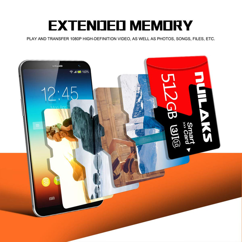 512GB Memory Card Class 10 Card Micro SD Card Compatible Computer Camera and Smartphone,TF Memory Card with SD Card Adapter