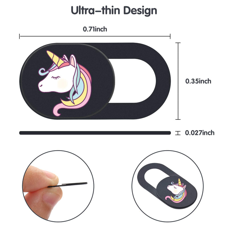 GJ Adventure Webcam Cover Protect Privacy Ultra Thin Slide Cute Compatible for Laptop, iPhone, iPad, iPad Mini, Android Phone, Echo Show, MacBook Pro, Tablet, PC - Unicorn (3 Pack) (Unicorn)