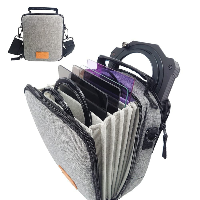 JONGSUN Camera Lens Square ND Filters Case Carrying Bag Pouch with Shoulder Strap, for 1 Holder and 6 Filters (100x100mm or 100x150mm Square Rectangular Filters)