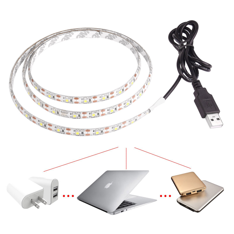 [AUSTRALIA] - DDSKY LED Strip Lights, DDSKY 1m/3.3ft 60LED Strip Light Waterproof 3528 SMD USB String Lamp, DC 5V Cool White 