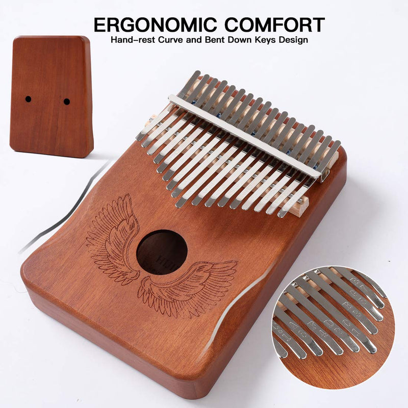 Kalimba Thumb Piano 17Keys,Mahogany Wood Finger Piano,Mbira Piano,Music Party Favor Pack,Portable Instrument,Professional Gift for Kids and Adult,Beginners (brown) brown