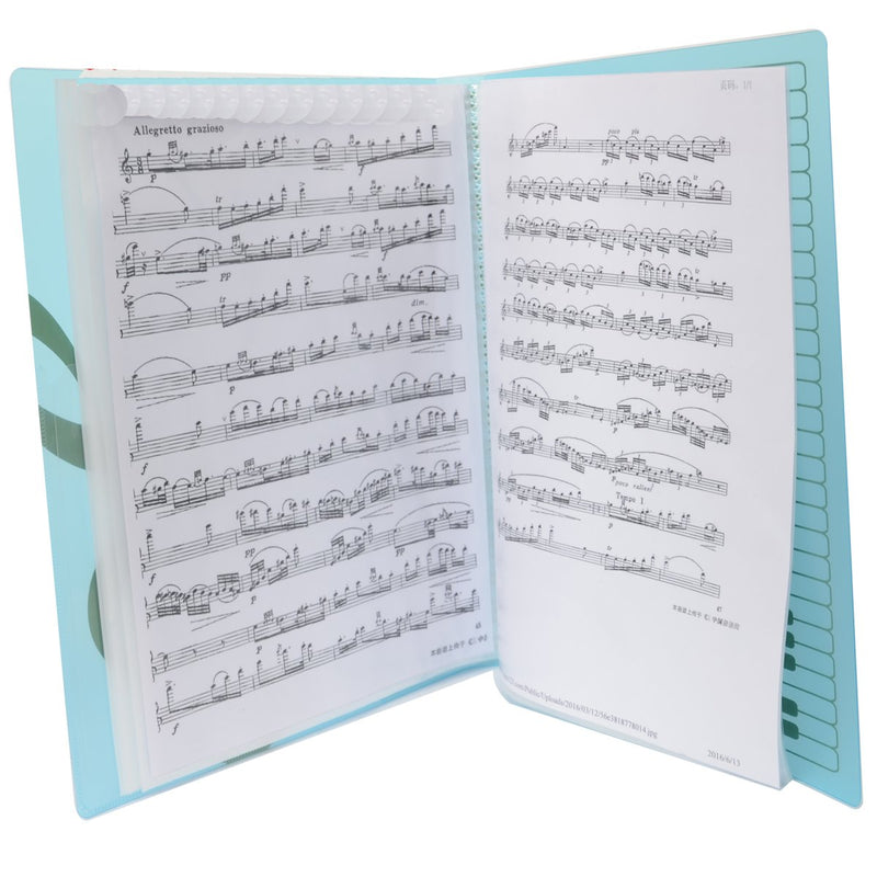 WOGOD Music Sheet File Paper Documents Storage Folder Holder Plastic.A4 Size,40 Pockets (Black+Blue)