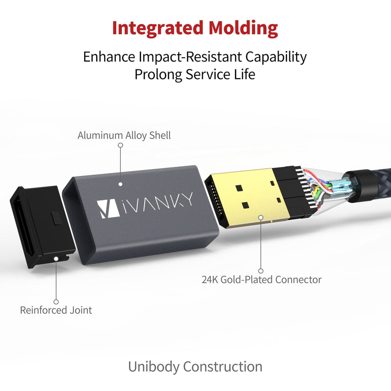 DisplayPort Cable 10ft/2-Pack, iVANKY DP Cable, [4K@60Hz, 2K@165Hz, 2K@144Hz], Nylon Braided High Speed DisplayPort 1.2 Cable, Compatible with PC, Laptop, TV 10 Feet