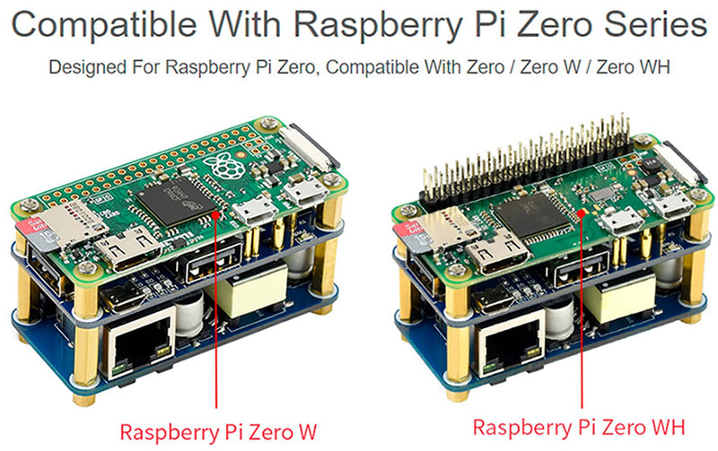 Power Over Ethernet (PoE) Ethernet/USB HUB HAT for Raspberry Pi Zero/Zero W/Zero WH, 3X USB 2.0 Ports, RJ45 Ethernet Port 802.3af-Compliant PoE/ETH/USB HUB HAT