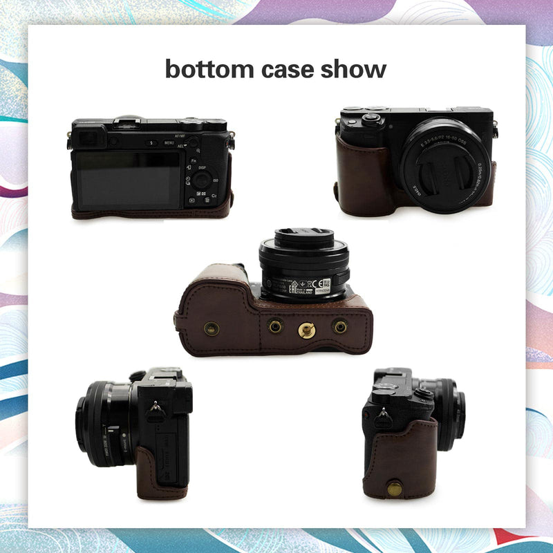 kinokoo Sony A6400 Case PU Leather Protective Case Cpmpatible for SONY A6400 A6100 A6000 A6300 with 16-50mm Lens Camera Coffee