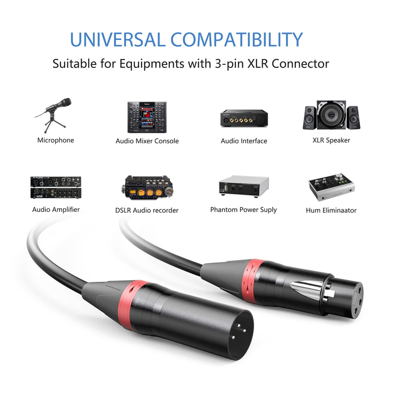Rxonof XLR Cables 10 ft-2 Pack, XLR Cable XLR Male to Female Microphone Cable 10FT