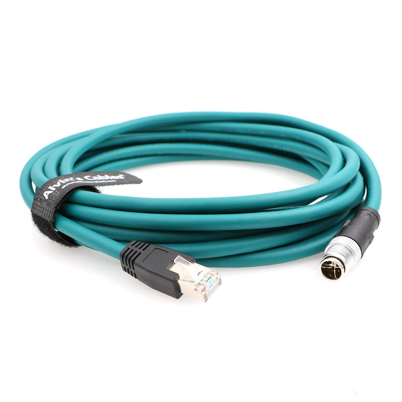 Alvin's Cables M12 8 Position X Code to RJ45 Industrial Ethernet Cable for Cognex in Sight 8200 8400 Series IP67 Waterproof Shielded Cord for Industrial Camera 16.4ft/5M Dark green