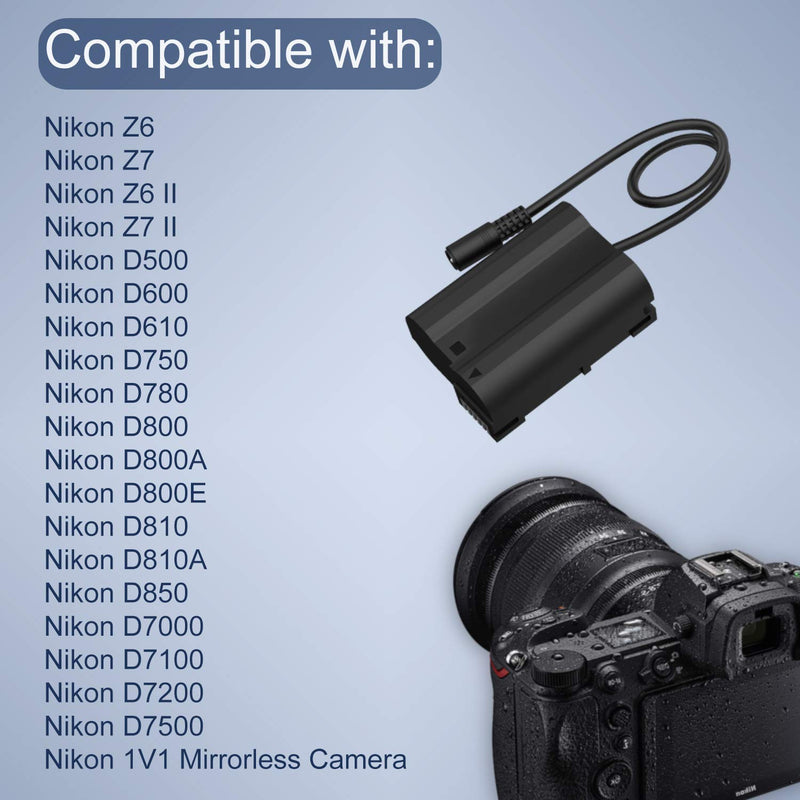 [AUSTRALIA] - HY1C EH-5 Plus EP-5B AC Power Adapter Dummy Battery Coupler Kit Replacement EN-EL15 EN-EL15a EN-EL15b Batteries for Nikon Z6 Z7 D500 D610 D750 D780 D800 D810 D850 D7000 D7200 D7500 1V1 Cameras 
