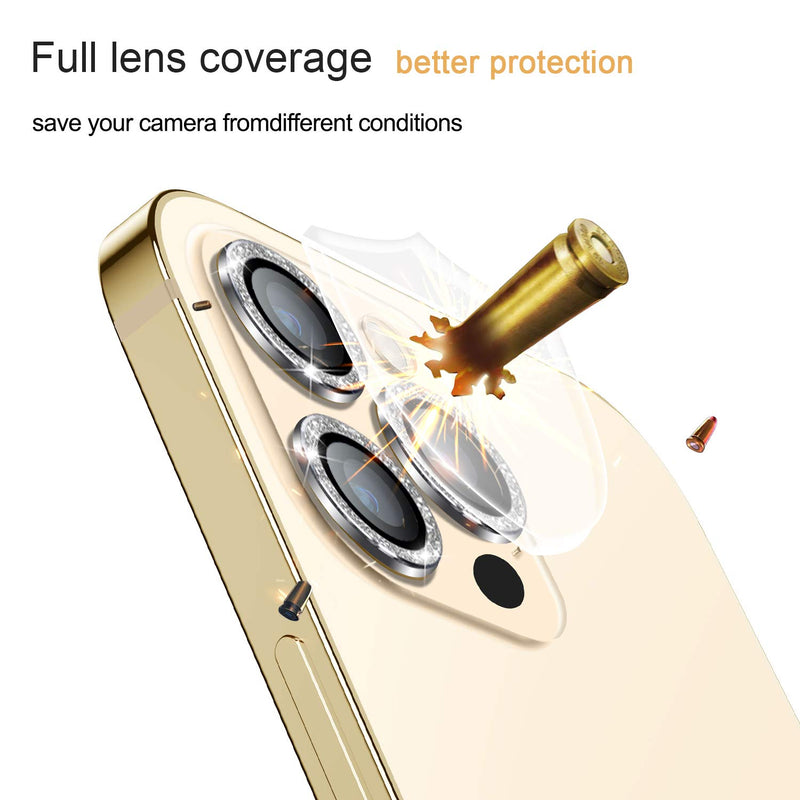 [3+1] Wsken Camera Lens Protector for iPhone 12 Pro Max (6.7 inch), Upgraded HD Tempered Glass Aluminum Alloy Lens Screen Cover Film with 1 Extra Replacement- Sparkling