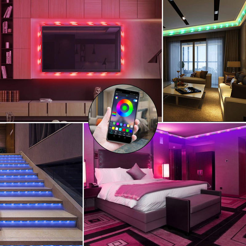 [AUSTRALIA] - QZYL Led Lights for Bedroom,49.2 Feet Led Strip Lights,Music Sync Color Changing Flexible Rope Lights with Remote App Control Luces Led Strips Lights for Party Home Decoration 