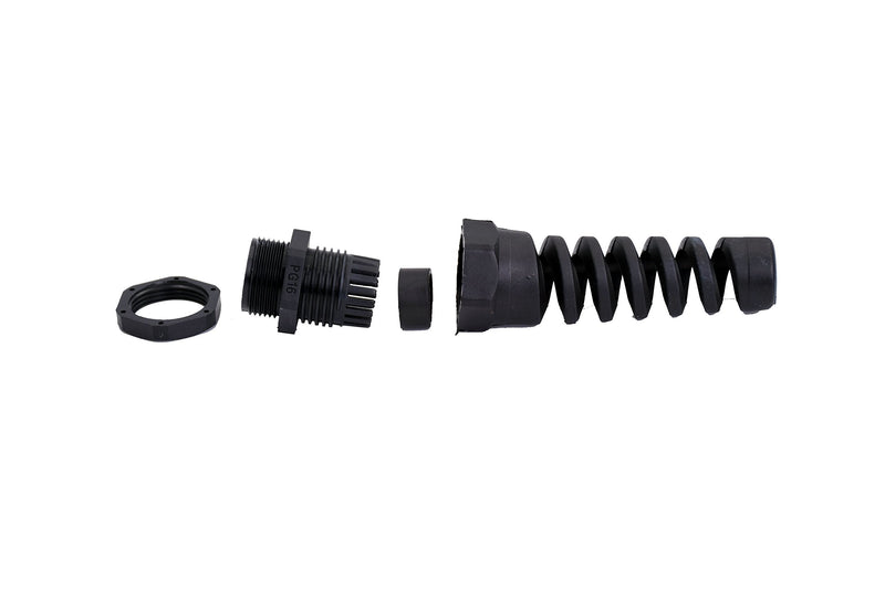 Tusrai 10pcs IP68 Waterproof M22 PG16 Cable Gland Connector Flex Spiral Strain Relief Protector with Lock Nut Rubber Washer for 10-14mm Wire Thread