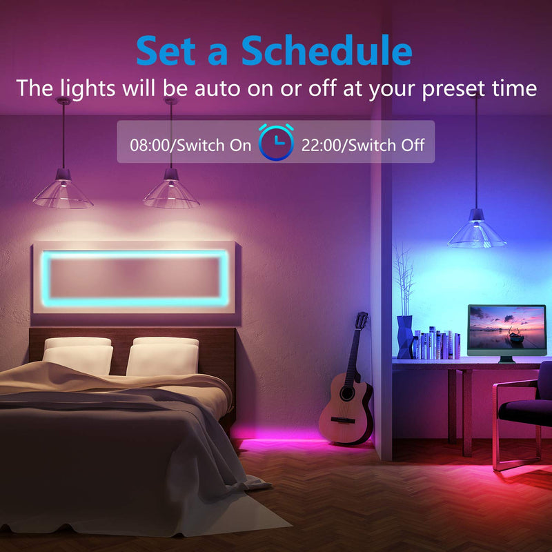 [AUSTRALIA] - NITEBIRD Smart LED Strip Lights Work with Alexa Google Home, App Remote Control,16 Million RGB 5050 SMD LED Color Changing Light Strips, Music Sync, for Bedroom Kitchen Cabinet TV Party (16.4ft) 16.4ft 