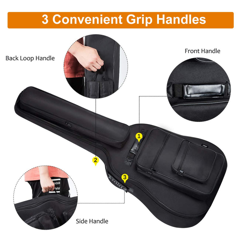 [AUSTRALIA] - CAHAYA 40 41 42 Inch Multi-pockets Acoustic Guitar Bag 6 Pockets 0.3 Inch Thick Padding Waterproof Guitar Case Gig Bag 