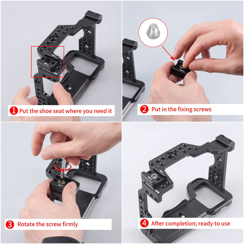FocusFoto Cold Shoe Mount Adapter Bracket Base with 1/4"-20 Threaded Screw for Camera Cage Flash LED Video Light Field Monitor DSLR Rig