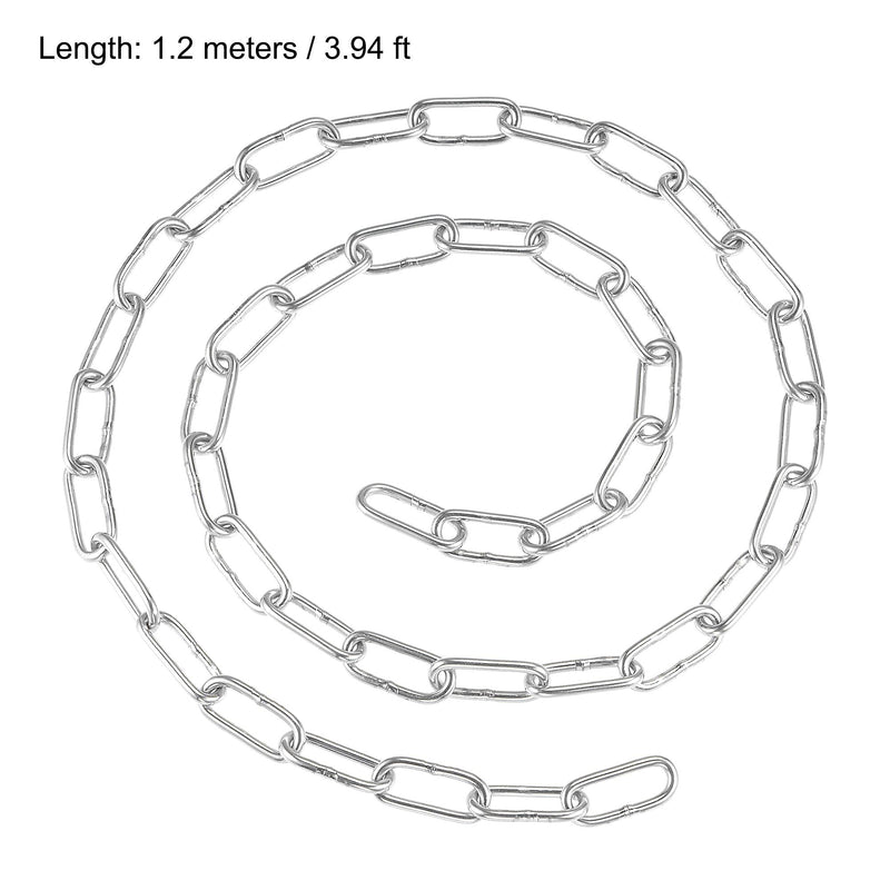 [AUSTRALIA] - uxcell Proof Coil Chain 1.2 Meter 2.95mm Thick 176Lbs Load Capacity with 2 Quick Link, Zinc Plated 304 Stainless Steel for Clothes Hanging Guardrail 