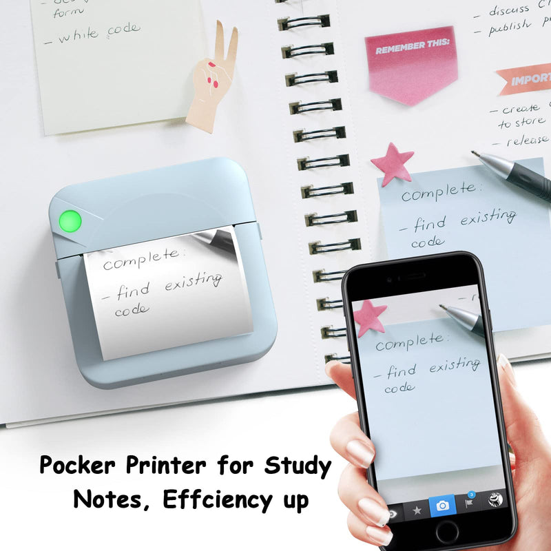 [AUSTRALIA] - MGT, Pocket Mini Printer - MGT Portable Wireless Bluetooth Thermal Photo for iOS Android Mobile Phone, Inkless Printing Gift Study Notes Label Receipt, 6 Rolls Paper, 