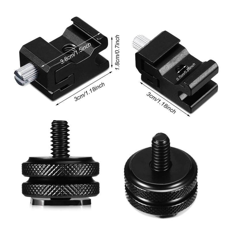 8 Pieces 1/4 Inch Cold Shoe Mount Adapter and Hot Shoe Flash Stand Adapter Kit for DSLR Camera Rig, Camera Flash Shoe Mounts for Tripod
