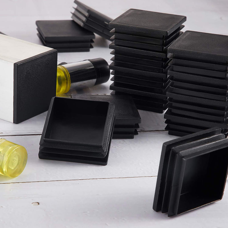 20 Pieces Square Tube Black Plastic Plug Tube End Cap Plastic Plugs for Square Tubing Table Chair Shelf Insert Finishing Plug (2 Inch) 2 Inch