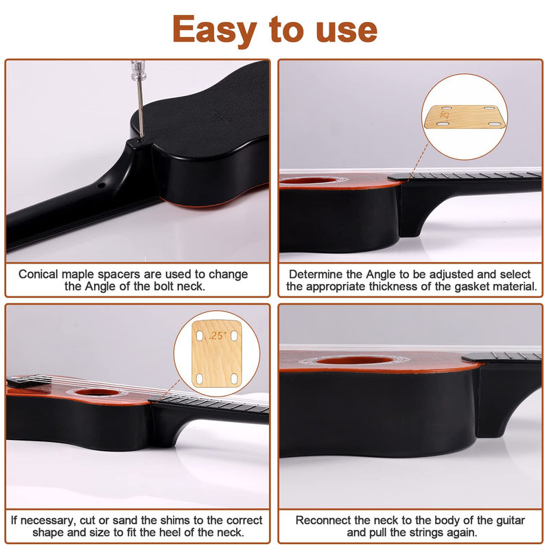 3pcs Guitar Neck Shims, Solid Maple Wood Guitar Neck Shim Protection 0.25, 0.5 and 1 Degree Guitar Neck Plate Tool for Guitar Bass Repairment