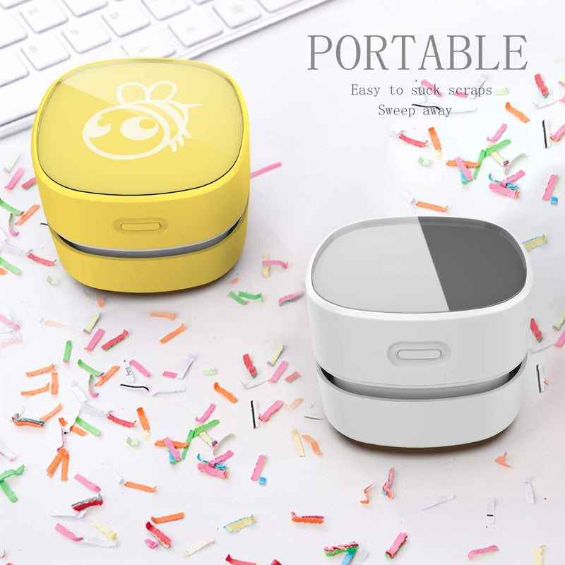 ODISTAR Desktop Vacuum Cleaner, Mini Table dust Sweeper Energy Saving,High Endurance up to 90 mins,Cordless&360º Rotatable Design for Keyboard/Home/School/Office(White) White