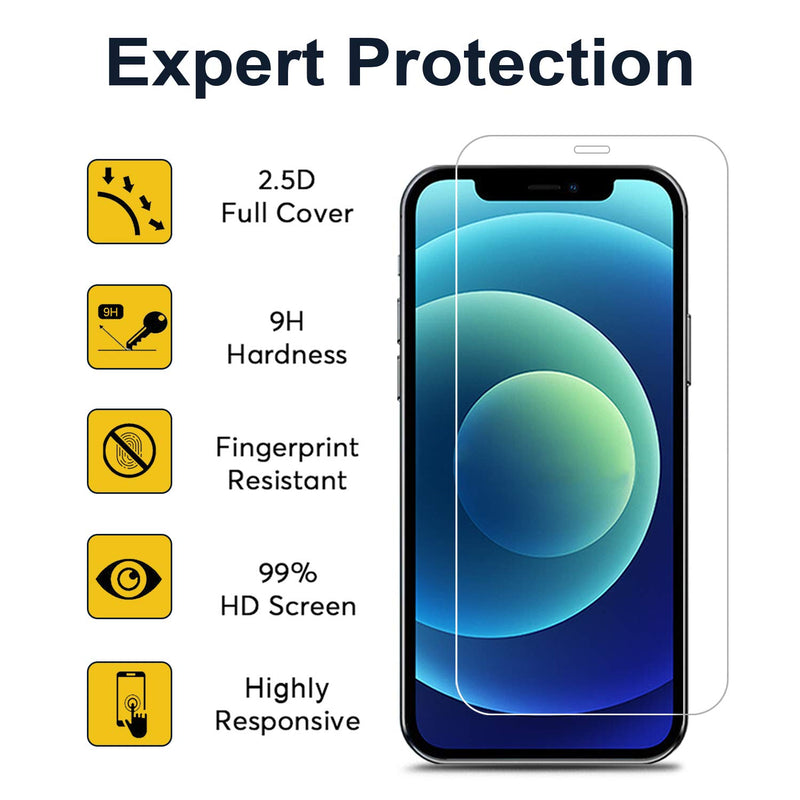Screen Protector for iPhone 12 Pro Tempered Glass Front Screen Film 3 Pack and 2 Pack Back Camera Lens Protection, Scratch Resistant 9H Hardness,2.5D Edge by VITORKETIC