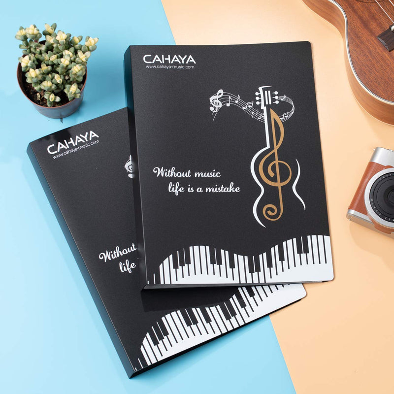 CAHAYA Sheet Music Folder Documents File Paper Storage Blank Sheet Organizer US Letter Size A4 Size 40 Pockets Black