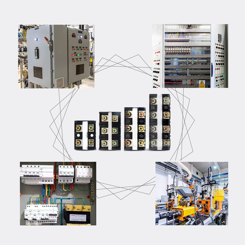 Fielect 2Pcs 3 Positions Dual Row 600V 100A Screw Terminal Strip Block with Cover Pre-Insulated Electric Terminals Barrier Strip Block, TC-1003 TC-100A/3P 2Pcs