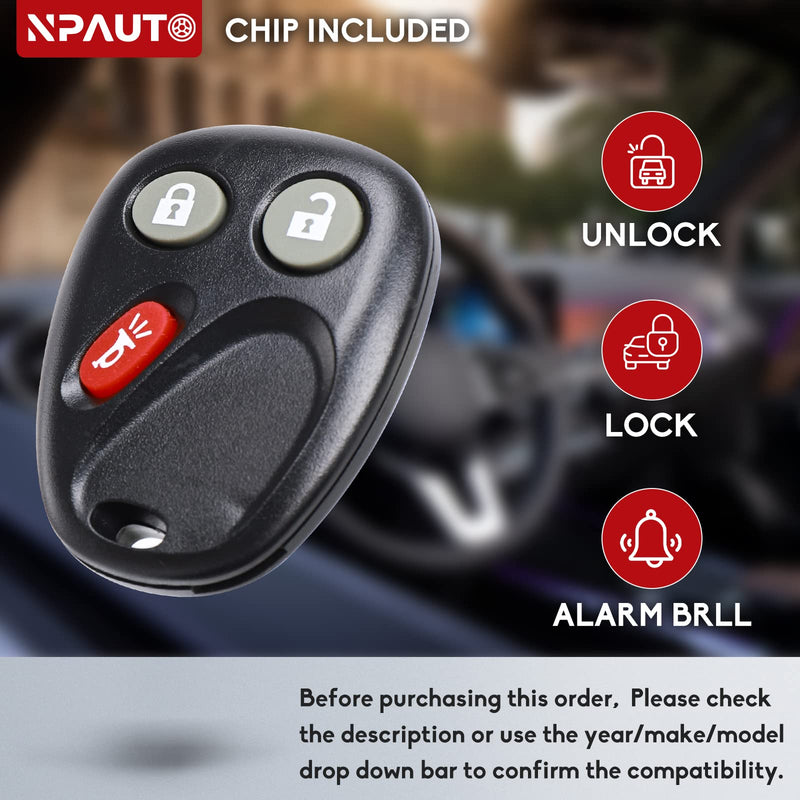 [AUSTRALIA] - NPAUTO Key Fob with Ignition Key fits for Chevy Silverado Avalanche Suburban Tahoe SSR Equinox 2003-2006,GMC Sierra Yukon XL, Saturn Vue, Hummer H2, Cadillac Escalade Keyless Entry Remote LHJ011, 2Pcs 