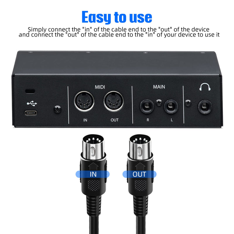 BXIZXD 2-Pack 6.6-Feet MIDI Cables - Male to Male 5-Pin, Perfect for Keyboard Synth, External Sound Card, MIDI Keyboard, Rack Synth, Sampler, Sound Source and Other Music Gear, Black 2M/6.6FT