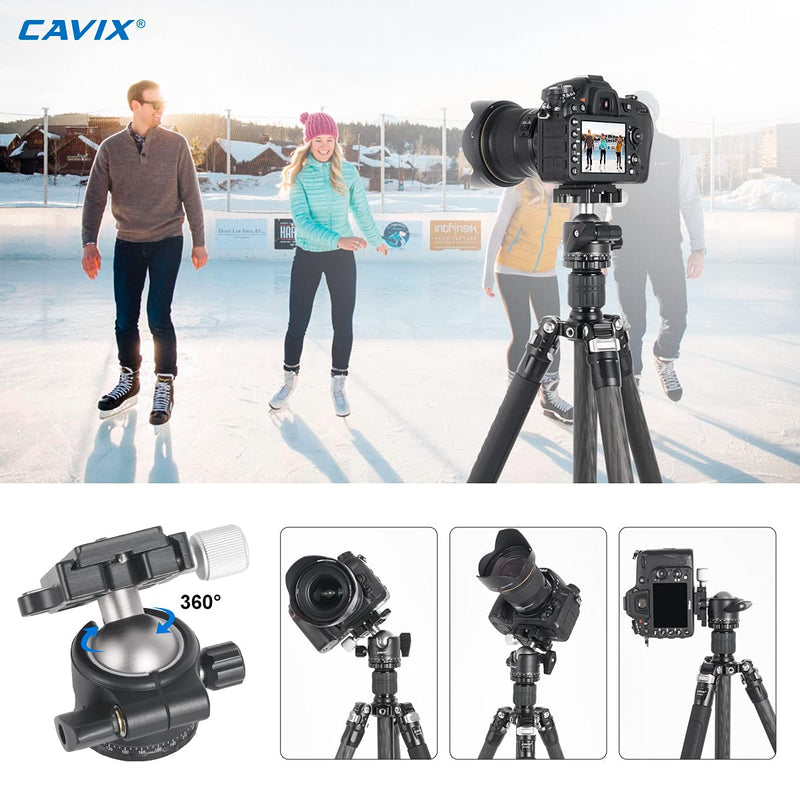 [AUSTRALIA] - CAVIX Ball Head Low Profile Camera Panoramic Tripod Head CNC Metal 36A Ballhead w Bubble Level 1/4" Quick Release Plate for Arca Swiss &3/8" Thread for DSLR Tripod Monopod Camcorder MLoad 33lbs15kg 