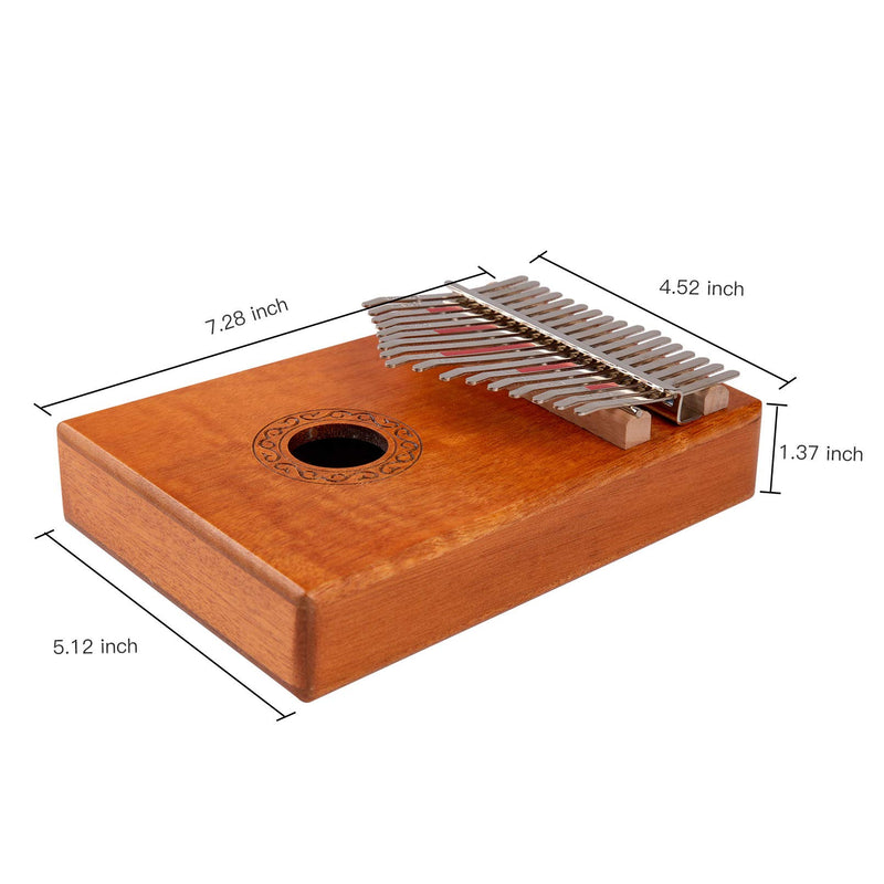 Kalimba, Kalimba Thumb Piano Kalimba 17 Key, Kalimba with Tune Hammer and Study Instruction, Portable Mbira Finger Piano, Kalimba Thumb Piano, Handmade with Mahogany and Ore Steel Bars