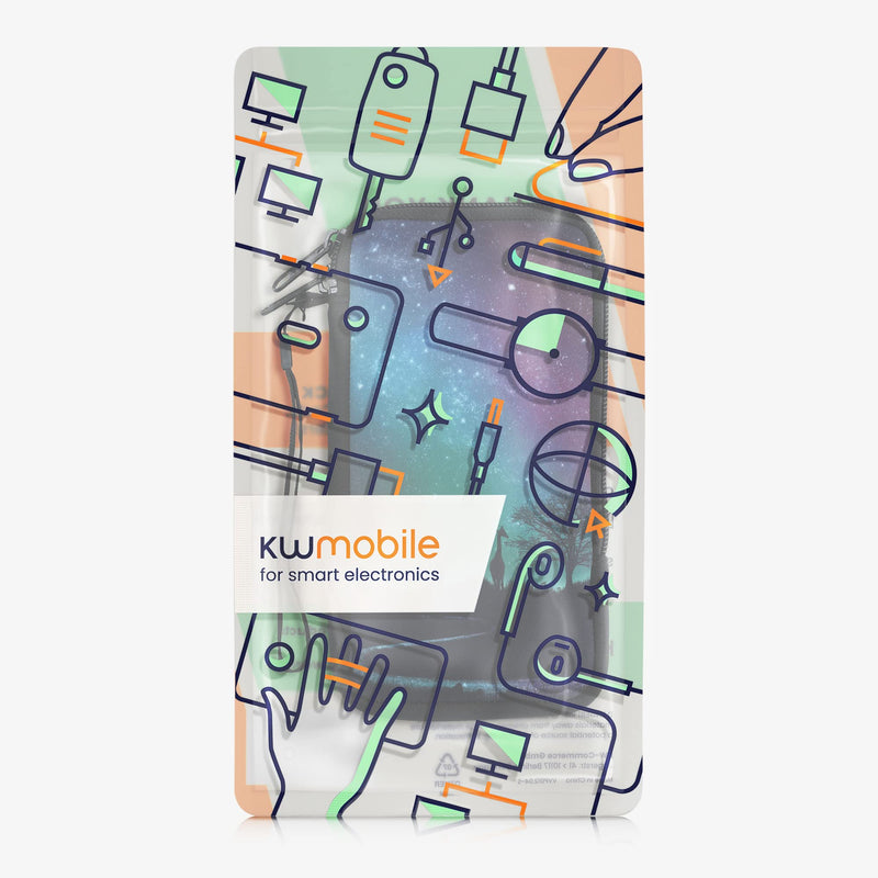 kwmobile Neoprene Sleeve for Smartphone Size XL - 6.7/6.8" - Shock Absorbing Pouch Case - Protective Phone Bag - Starry Giraffes Black/Dark Blue/Dark Pink Starry Giraffes 01-17-08