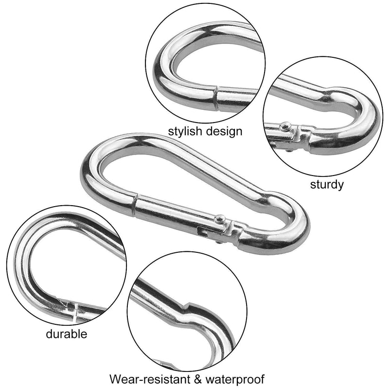 Acrux7 20 Pack 1.57inch Spring Snaps, Heavy Duty Spring Snap Hook for Connecting Hiking Traveling Fishing(200lbs Capacity, M4 x 40mm) 4x40mm Silver
