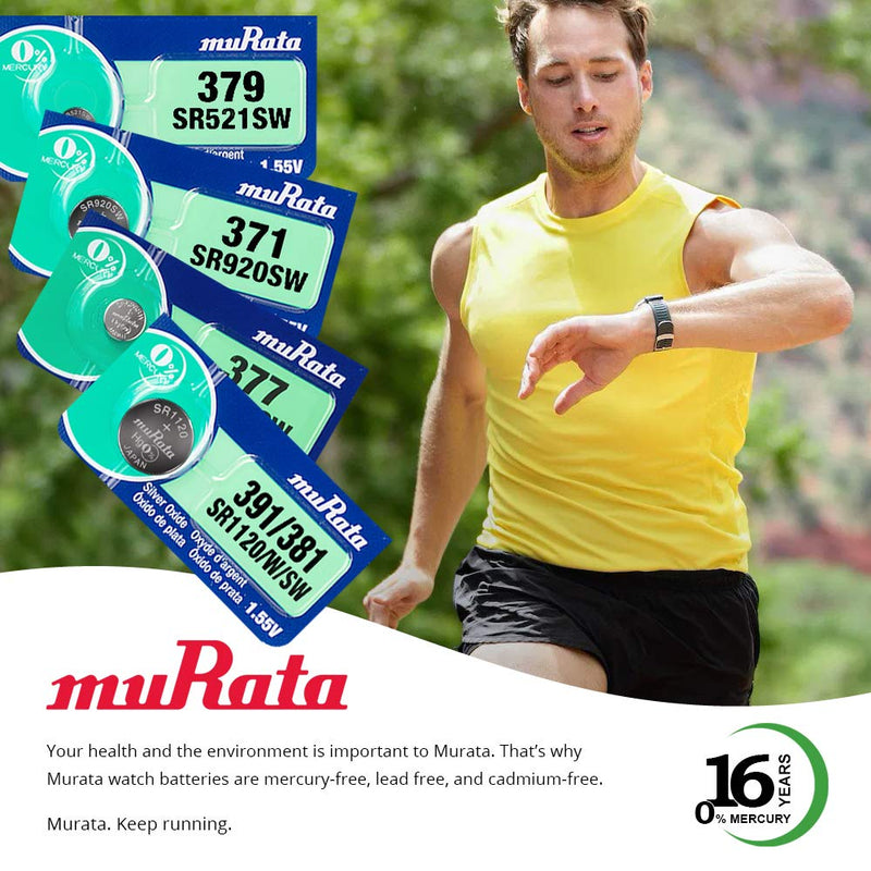 Murata 361 Battery SR721W 1.55V Silver Oxide Watch Button Cell (10 Batteries) 10 Batteries