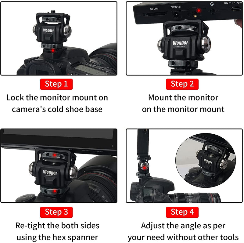 ANDYCINE Field Monitor Holder with Cold Shoe and Bounce Locating Pin for 5inch and 7inch Monitor Tilt 180 Degree Swivel 360 Degree 6.6lbs Load Weight