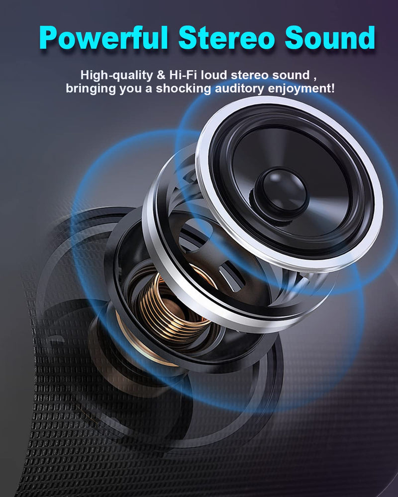Wireless Bluetooth Speaker - Portable Speaker with Multi LED Light Dynamic Modes, IPX4 Waterproof Bluetooth Speakers, Support TWS Surround Stereo Sound Playing, Lightweight for Party Outdoor Camping Black