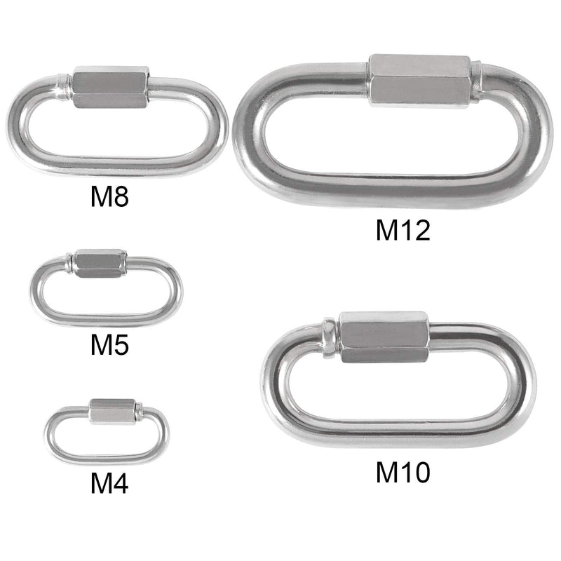 ZOENHOU 3 Pack 12mm M12 Quick Link, 2497 Lbs Stainless Steel Threaded Chain Connector Heavy Duty D Shape Locking Repair Link for Backpack DIY Accessories M12 3 PCS