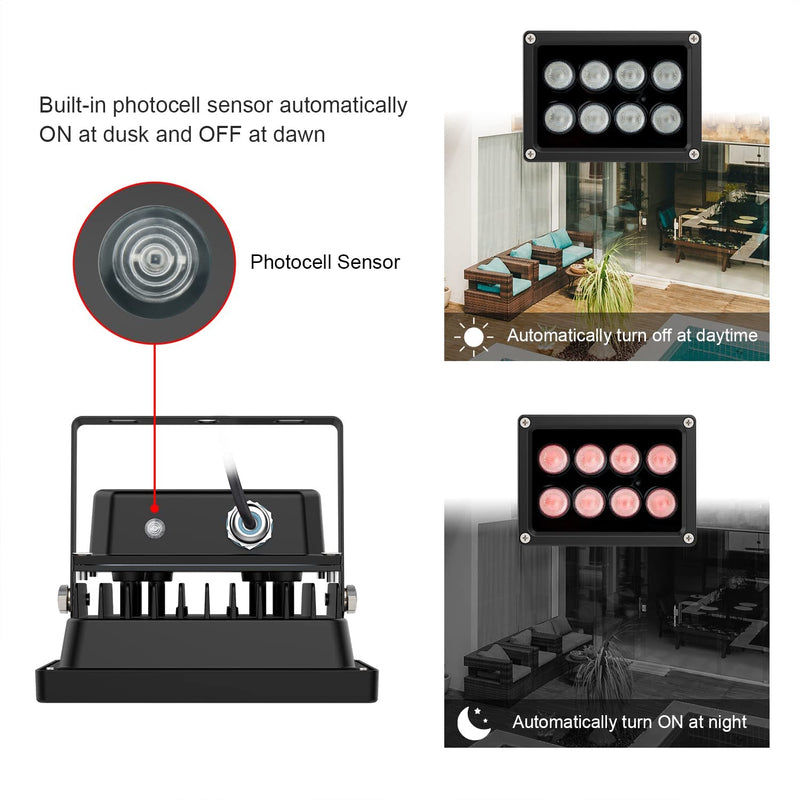 Univivi IR Illuminator 90 Degree Wide Angle 8-LEDs IR Infrared Light for Security Cameras