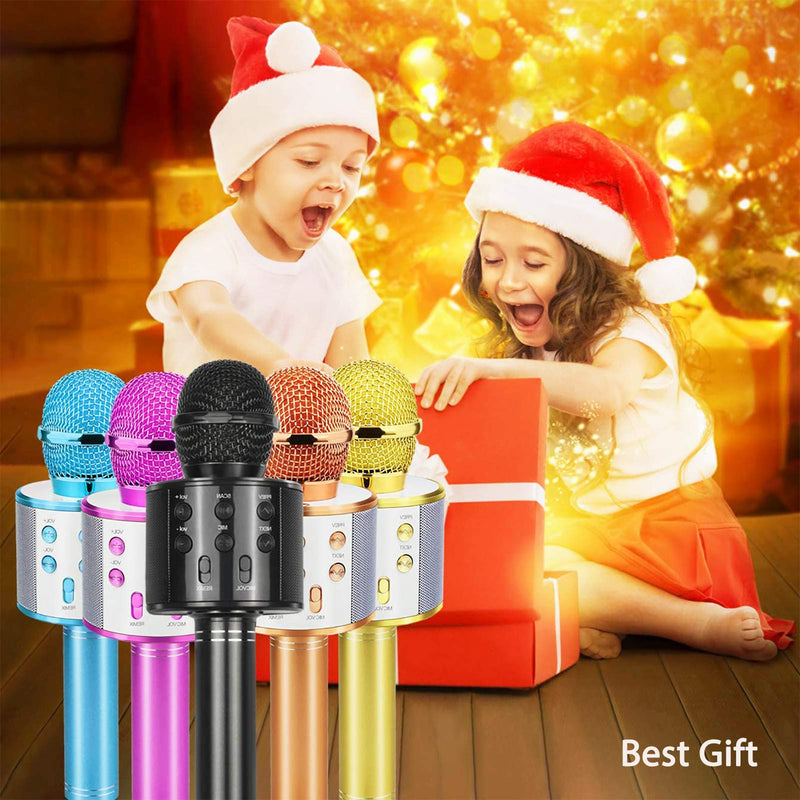 Karaoke Microphone Bluetooth Wireless, With 5 Voice-changing Modes Portable Karaoke Machine Mic Speaker for Kids and Adults Home Party Birthday, Gifts Toys for 3-12 Year Old Boys Girls (Blue) Blue
